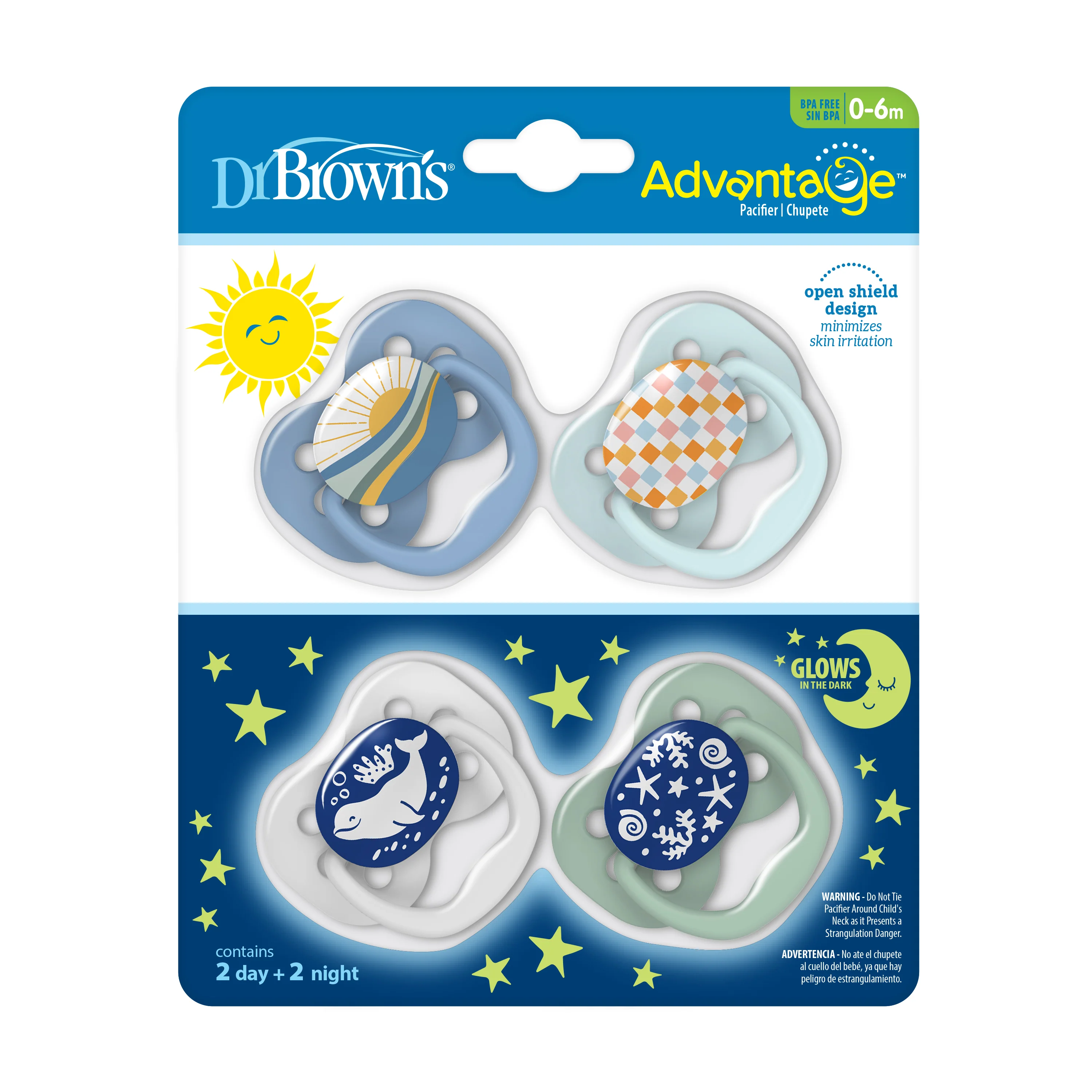 Advantage Glow-in-the-Dark Baby Pacifier, Stage 1, Fully Symmetrical Soother with Soft Silicone Bulb - Image 7