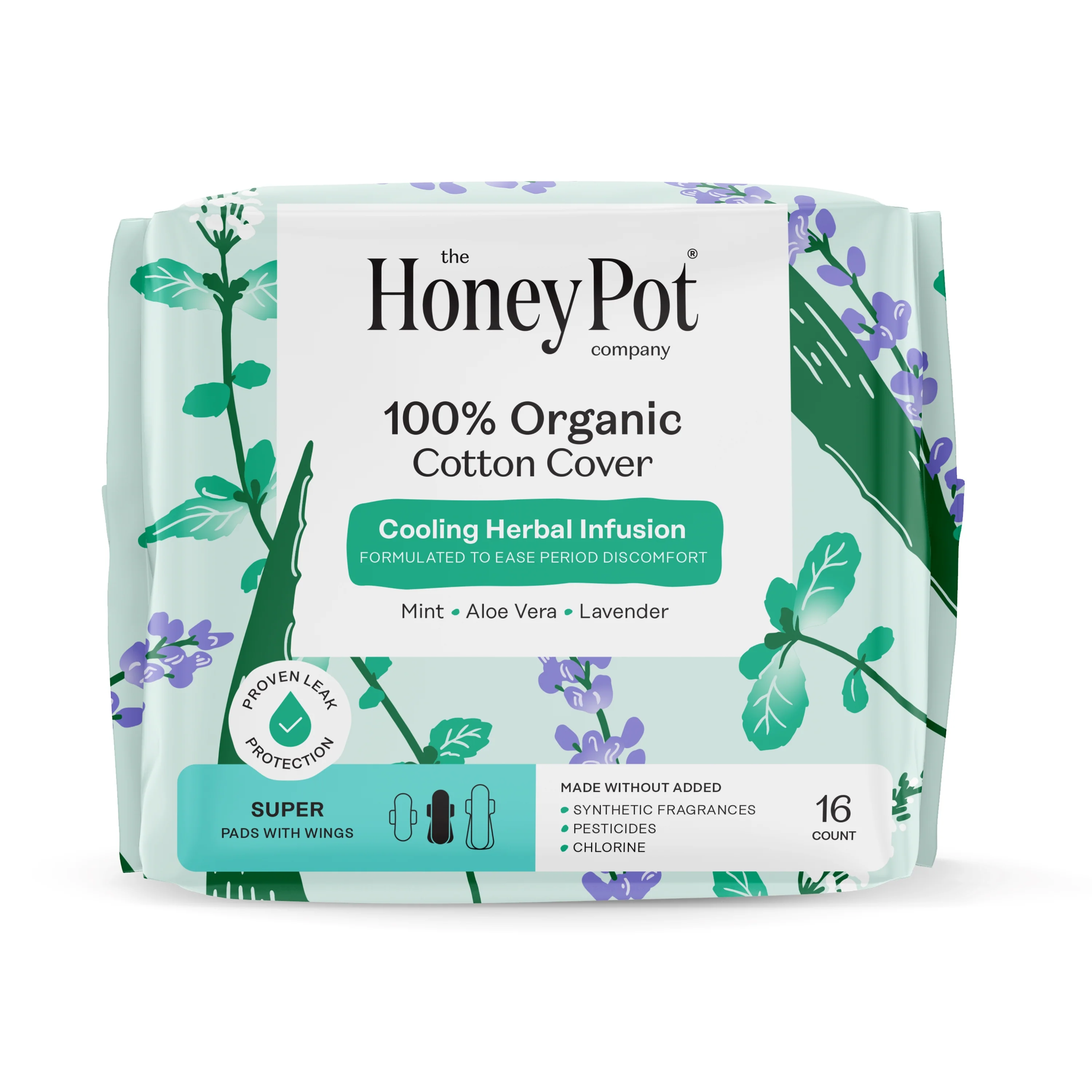 100% Organic Cotton Cover Super Menstrual Pads - Herbal-Infused
