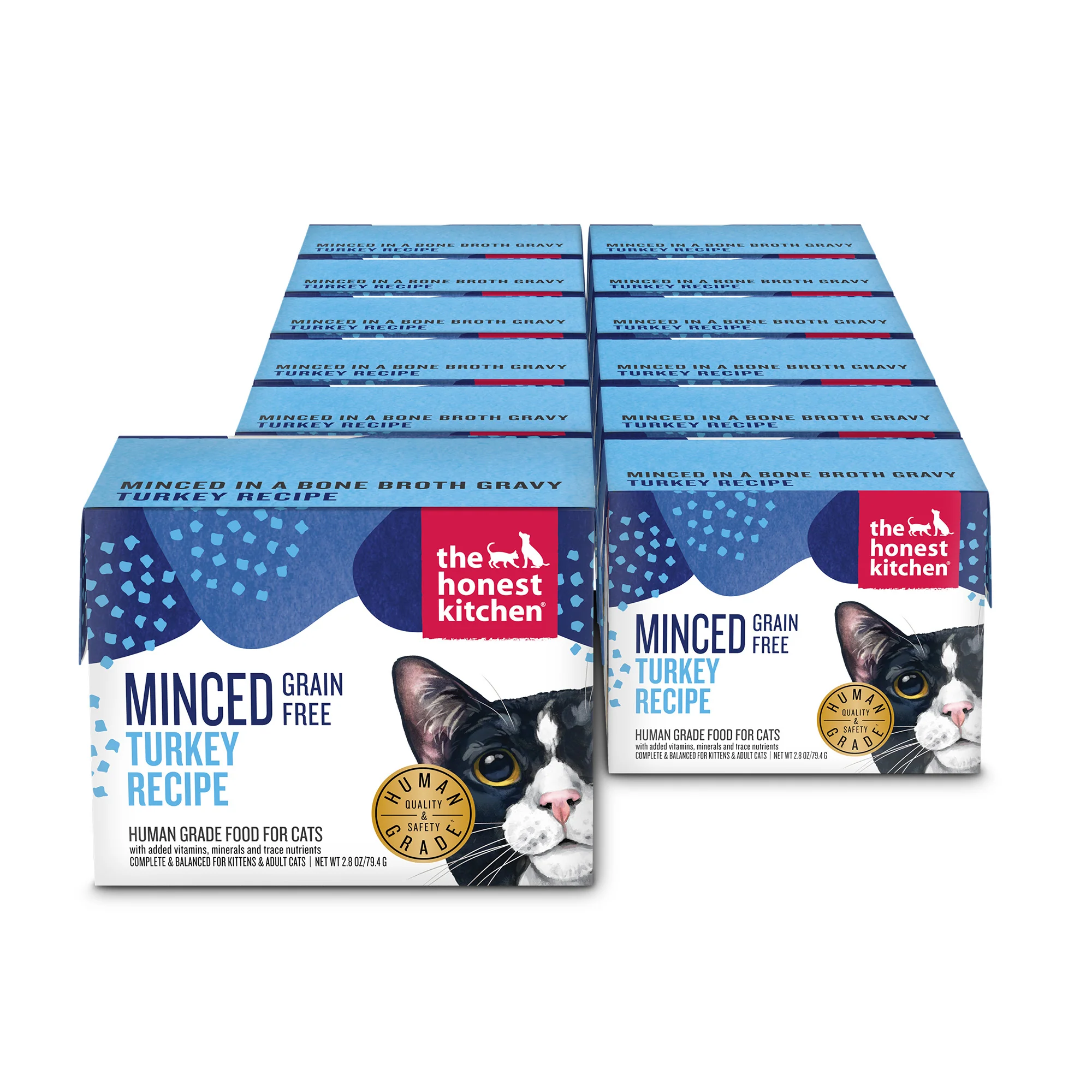 Minced Wet Cat Food Turkey in Bone Broth Gravy