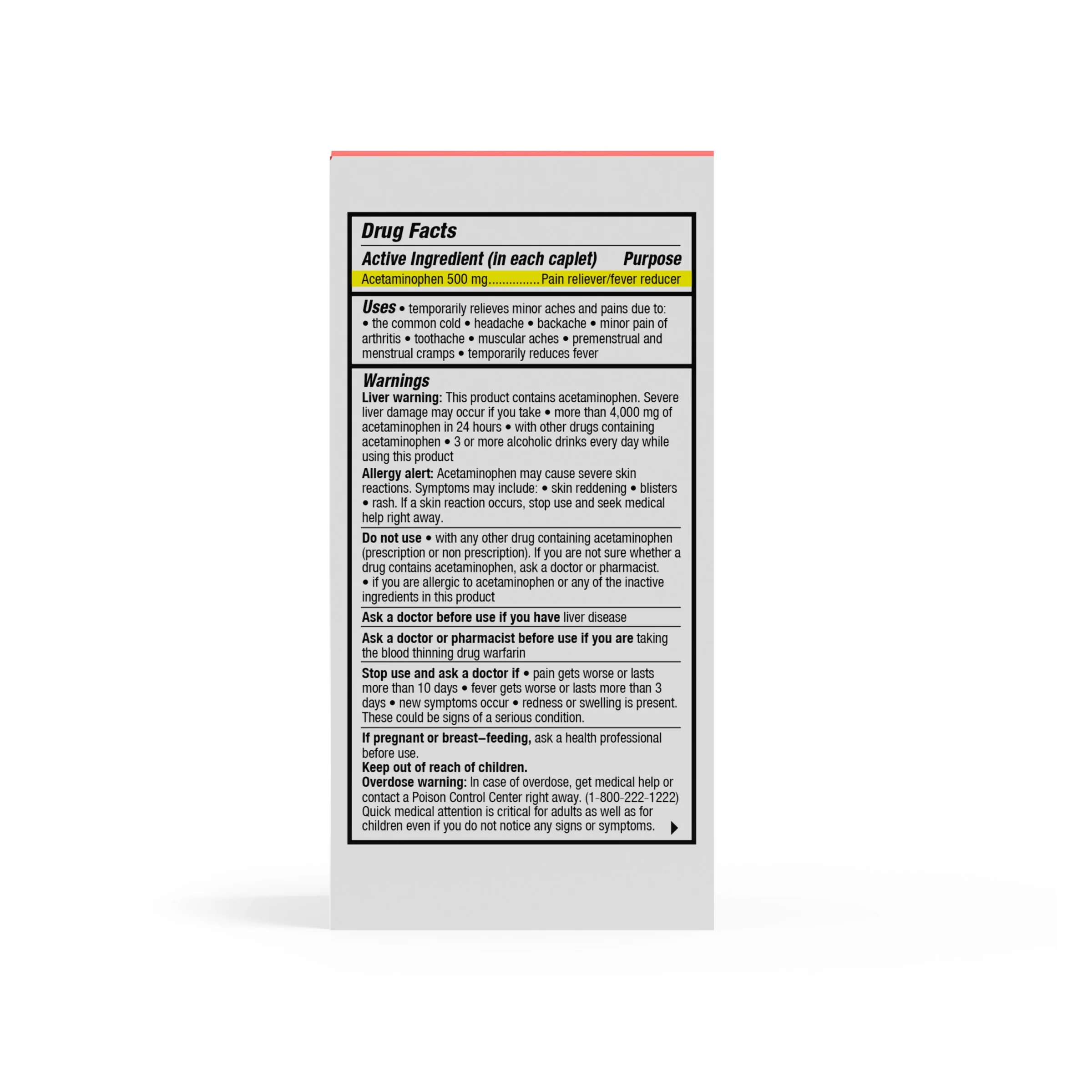 Pain Reliever & Fever Reducer - Acetaminophen Tablets USP, 500 mg - Image 4