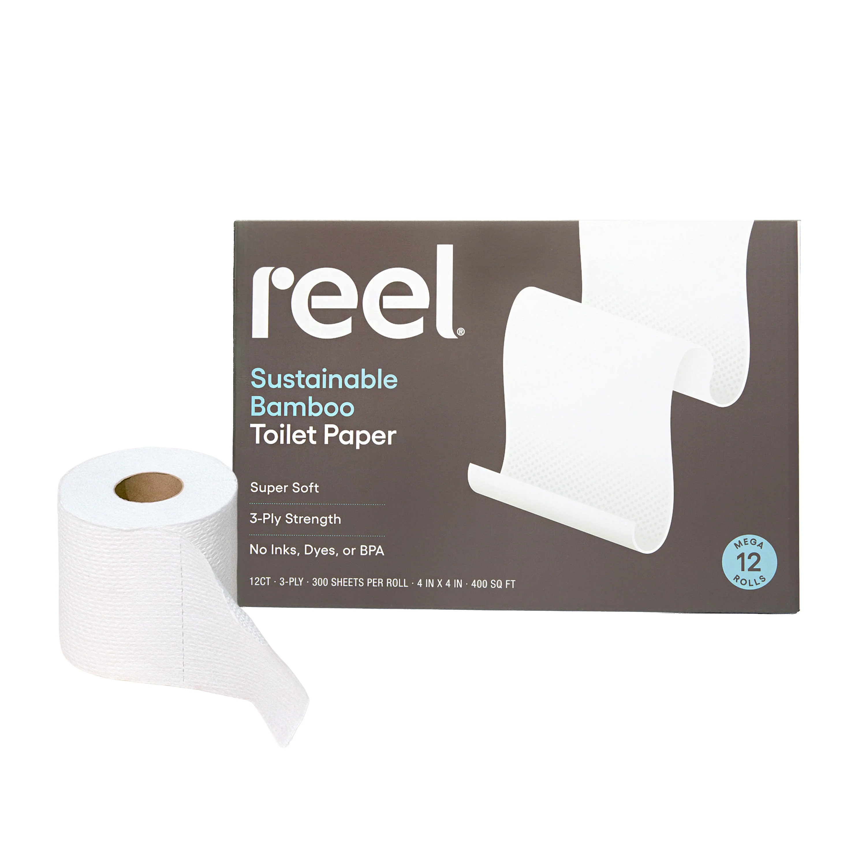 Premium Bamboo Toilet Paper - 300 3-Ply sheets per roll