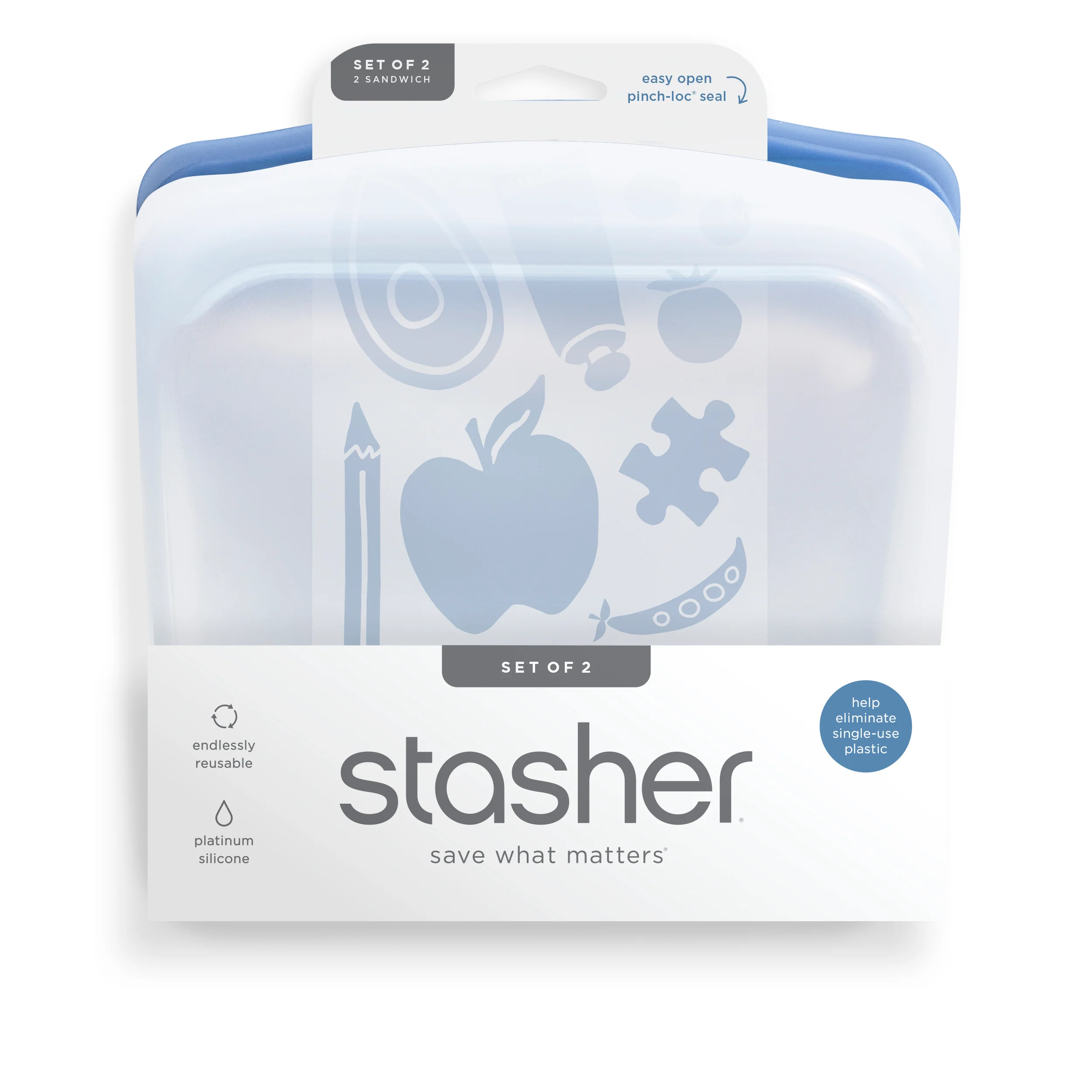 Reusable Silicone Sandwich Bag, 2 pack
