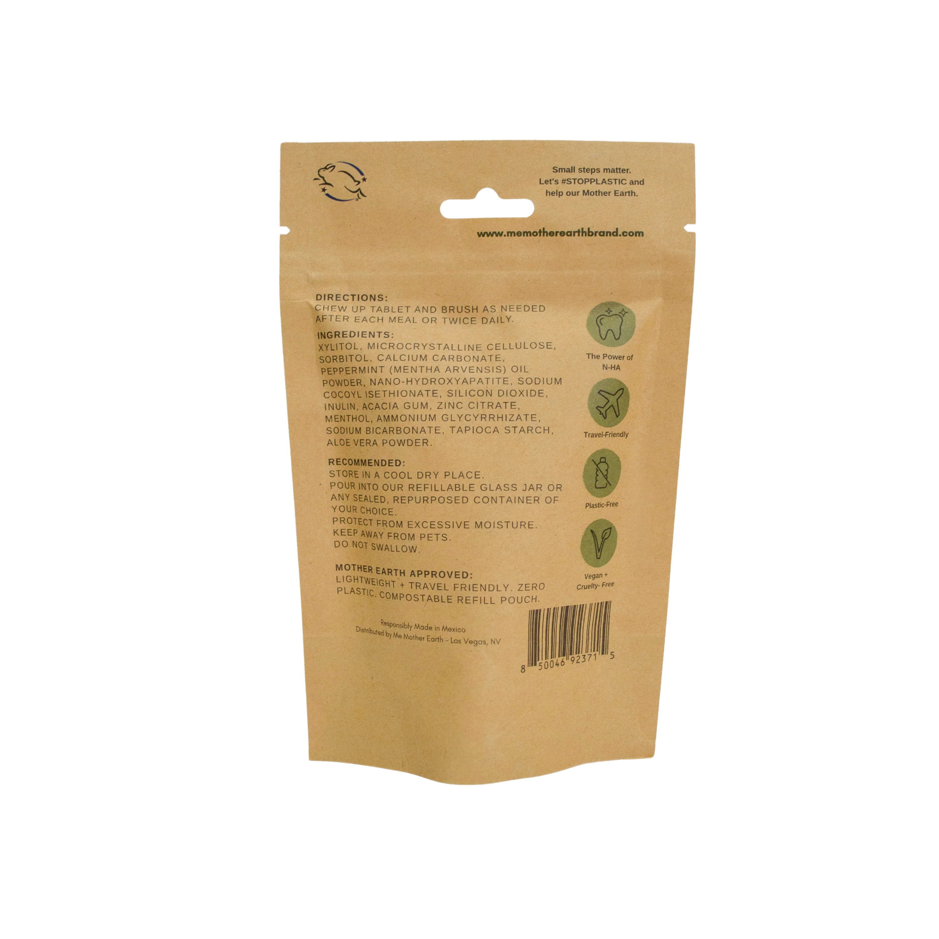 Toothpaste Tablets with Nano-Hydroxyapatite Refill Pouch  - Fluoride-Free - Image 2