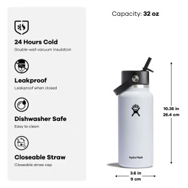 Wide Mouth Bottle with Flex Straw Cap, 32 oz - Image 10