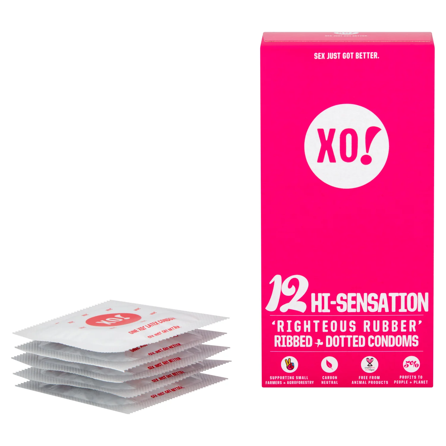 XO! by Flo Hi-sensation Ribbed + Dotted Condoms Natural Feel Vegan  (Regular Fit)