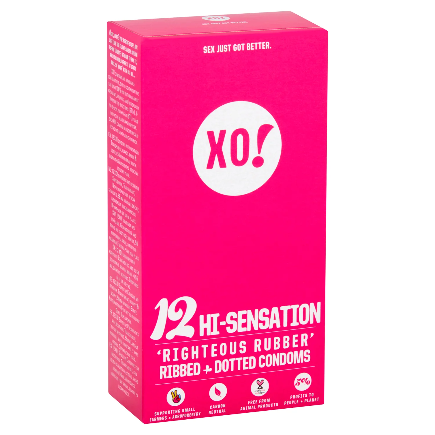 XO! by Flo Hi-sensation Ribbed + Dotted Condoms Natural Feel Vegan  (Regular Fit) - Image 2