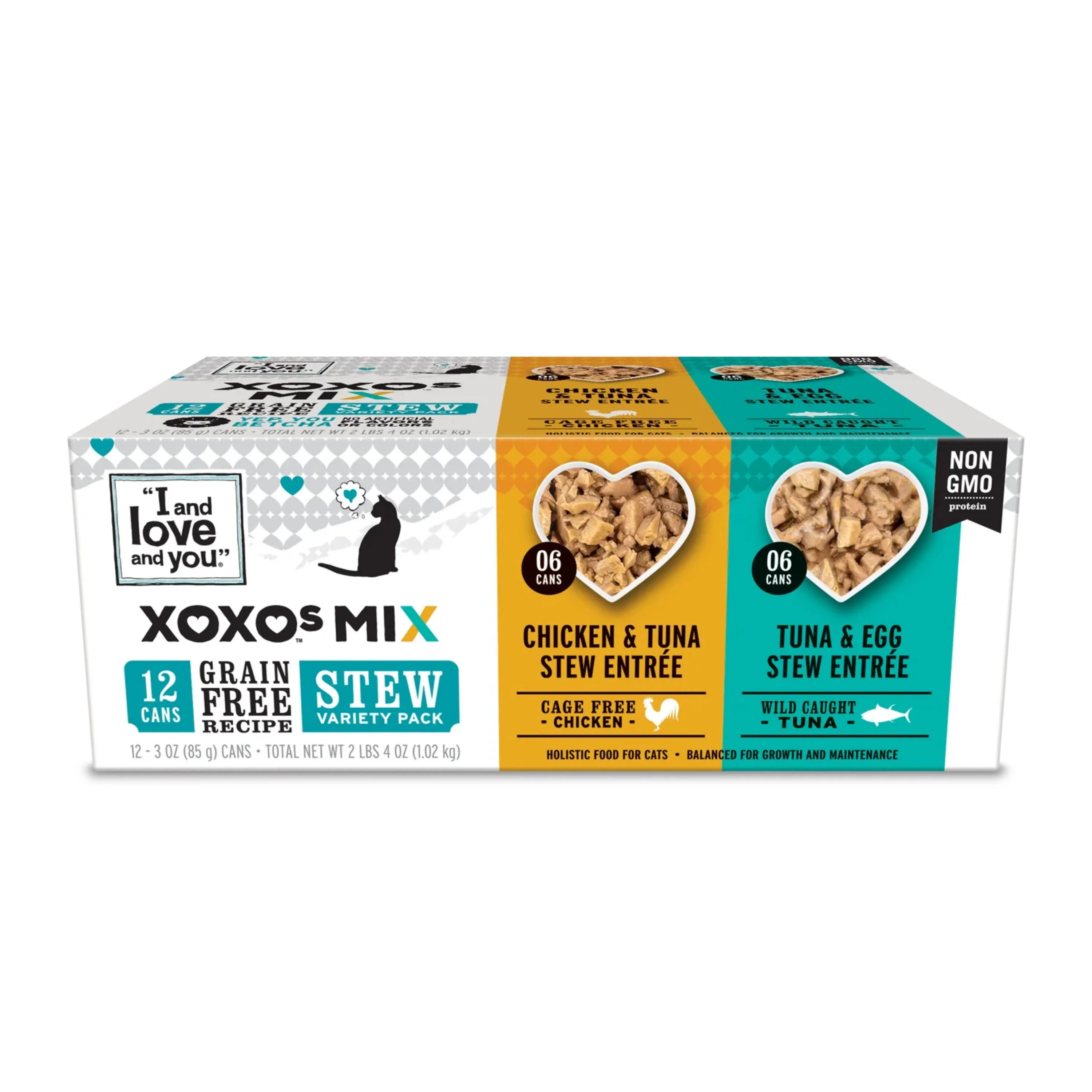 XOXOs Wet Cat Food - Chicken + Tuna Stew Variety Pack - Grain Free, Filler Free, 3oz, 12-Pack